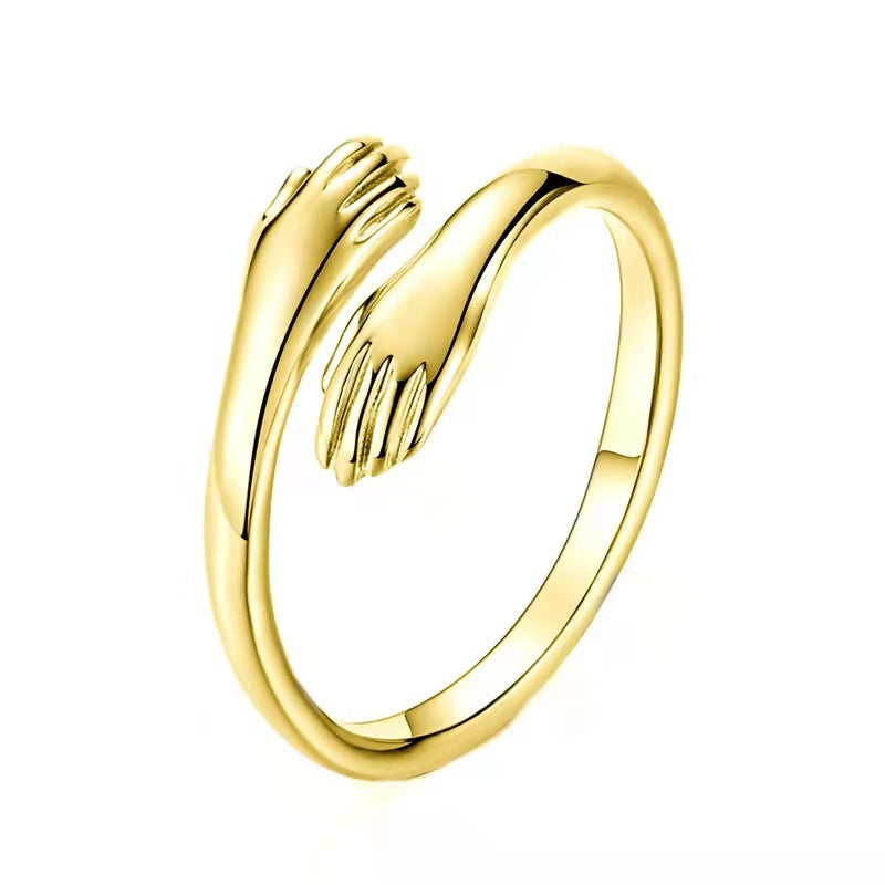 925 Sterling Silver Hug Ring for Women – Adjustable Couple Promise Ring Gift