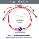 3-Piece Evil Eye Red String Bracelet Set – 7-Knot Adjustable Lucky Bracelets
