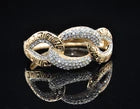 Silver-Tone CZ Infinity Hinged Bangle – Chunky Greek Key Statement Cuff