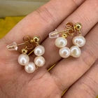 Natural Freshwater Pearl Cluster Stud Earrings – 14K Gold-Plated Bridal Jewellery