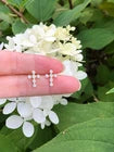 925 Sterling Silver CZ Cross Stud Earrings – Gold-Tone Jewellery for Women & Girls