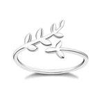925 Sterling Silver Olive Leaf Open Ring – Adjustable Botanical Jewellery for Women