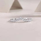 Charmsolo Moissanite Crown Band Ring – Chevron Wedding & Stackable Ring for Women