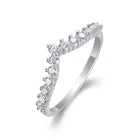 Charmsolo Moissanite Crown Band Ring – Chevron Wedding & Stackable Ring for Women