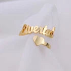 Personalised Name Ring with Heart – Adjustable Stainless Steel Custom Ring