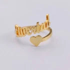 Personalised Name Ring with Heart – Adjustable Stainless Steel Custom Ring