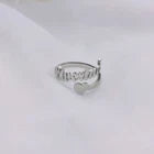 Personalised Name Ring with Heart – Adjustable Stainless Steel Custom Ring