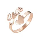 Personalised Name Ring with Heart – Adjustable Stainless Steel Custom Ring