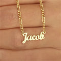 Personalized Cursive Name Necklace with Figaro Chain – Stainless Steel
