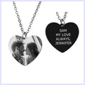 Personalised Heart Photo Necklace – Custom Message Engraved Pendant Gift