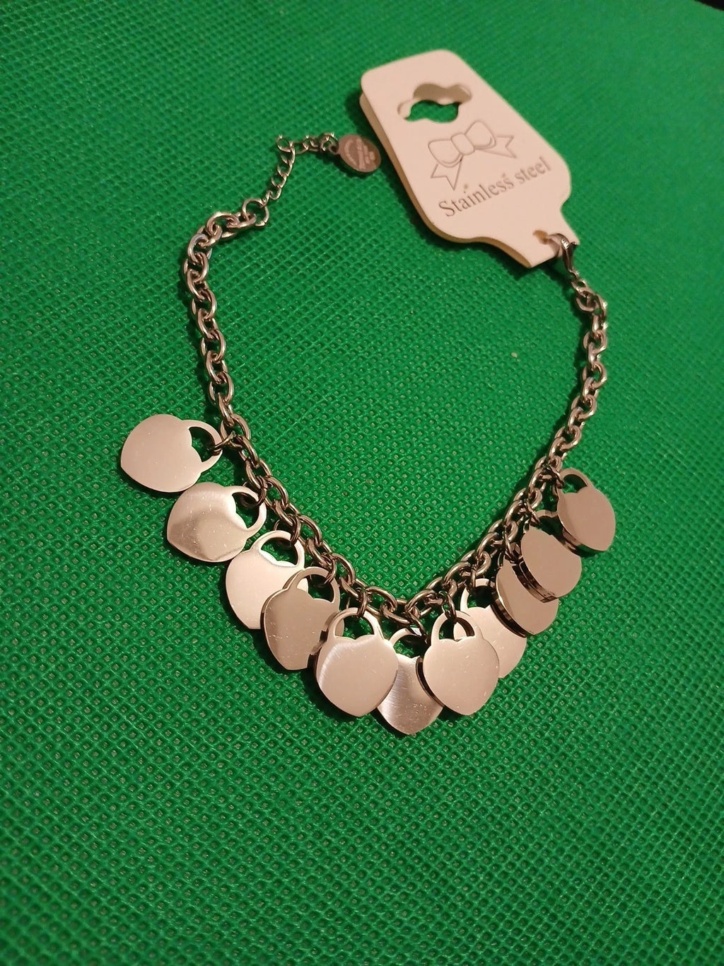 Silver Stainless Steel Multi-Charm Bracelet for Women – Adjustable Statement Jewellery