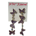 Betsey Johnson Purple Butterfly Mismatched Dangle Earrings – Lavender Crystal Statement Jewellery