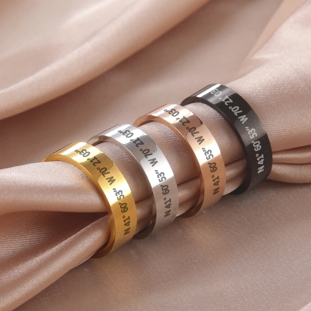 Personalised Engraved Stainless Steel Ring – Custom Name, Date or Message Couple Gift