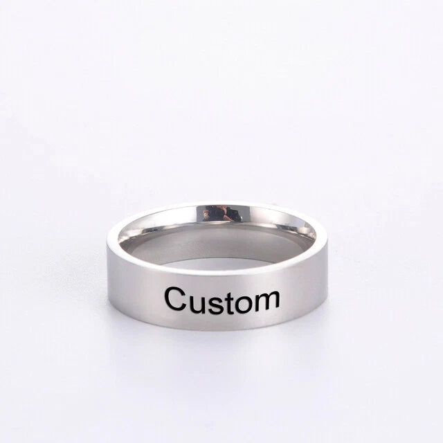 Personalised Engraved Stainless Steel Ring – Custom Name, Date or Message Couple Gift