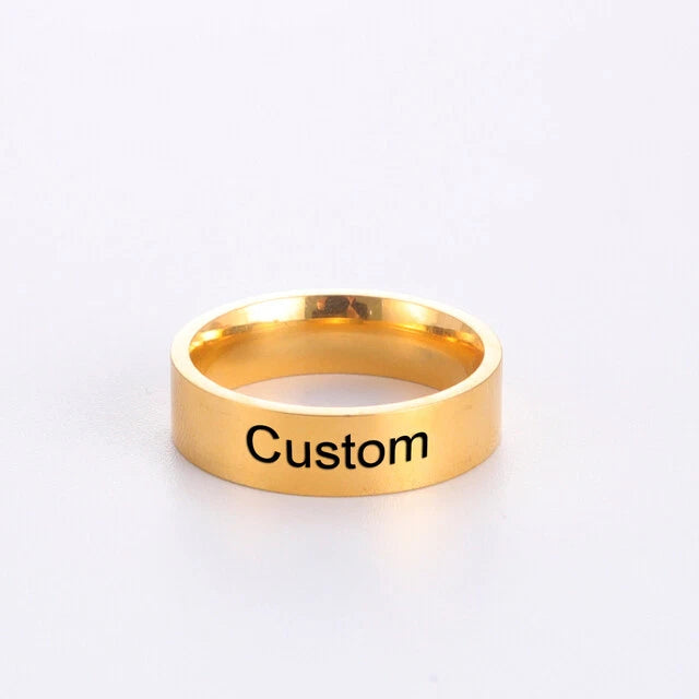 Personalised Engraved Stainless Steel Ring – Custom Name, Date or Message Couple Gift