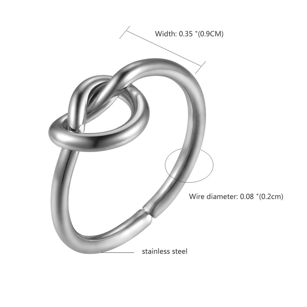 Women’s Stainless Steel Love Knot Ring – Promise & Friendship Band, Sizes 4–10