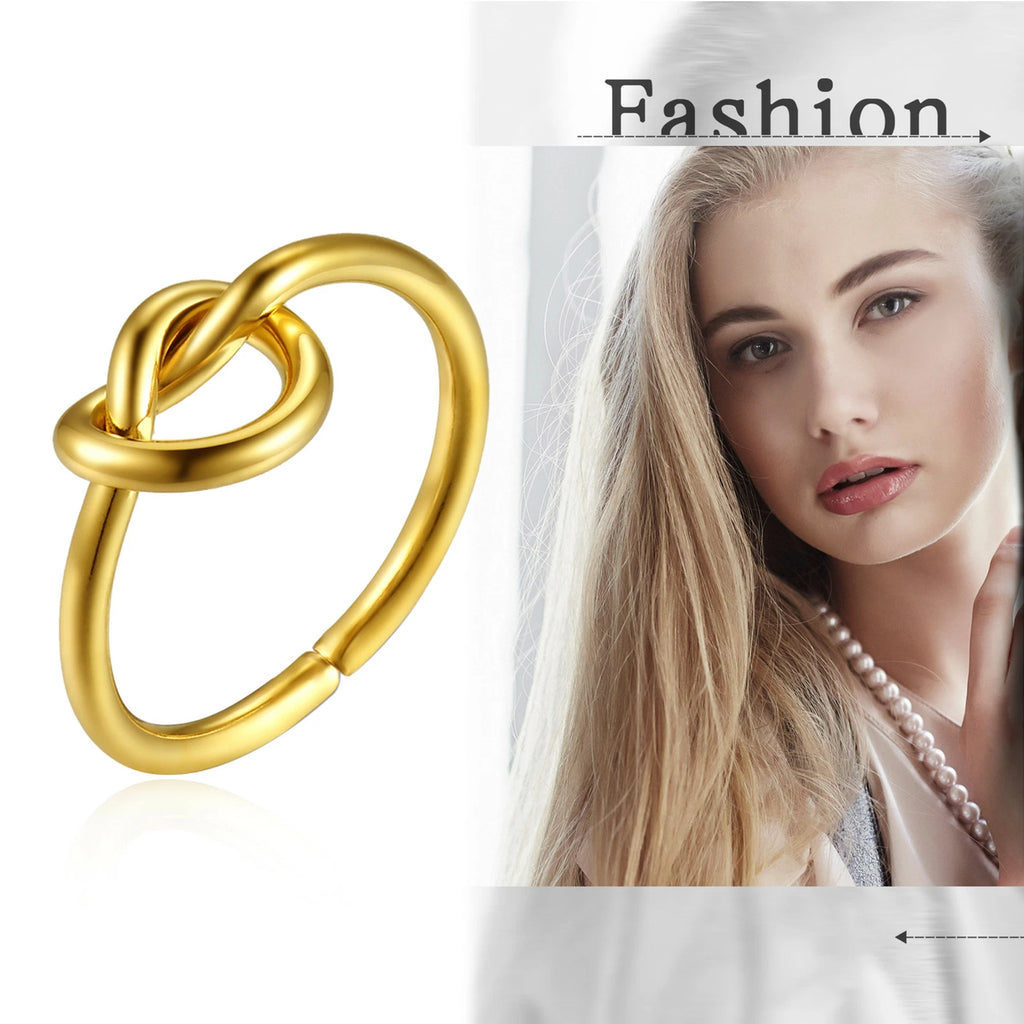 Women’s Stainless Steel Love Knot Ring – Promise & Friendship Band, Sizes 4–10