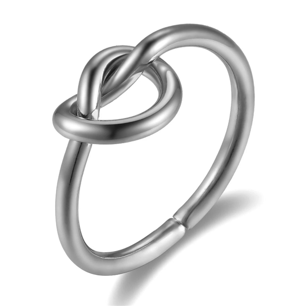 Women’s Stainless Steel Love Knot Ring – Promise & Friendship Band, Sizes 4–10