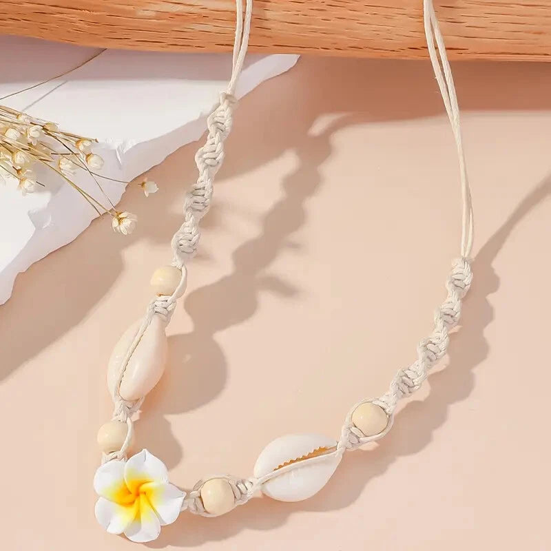 Bohemian Flower & Shell Beaded Anklet for Women – Summer Beach Foot Jewellery