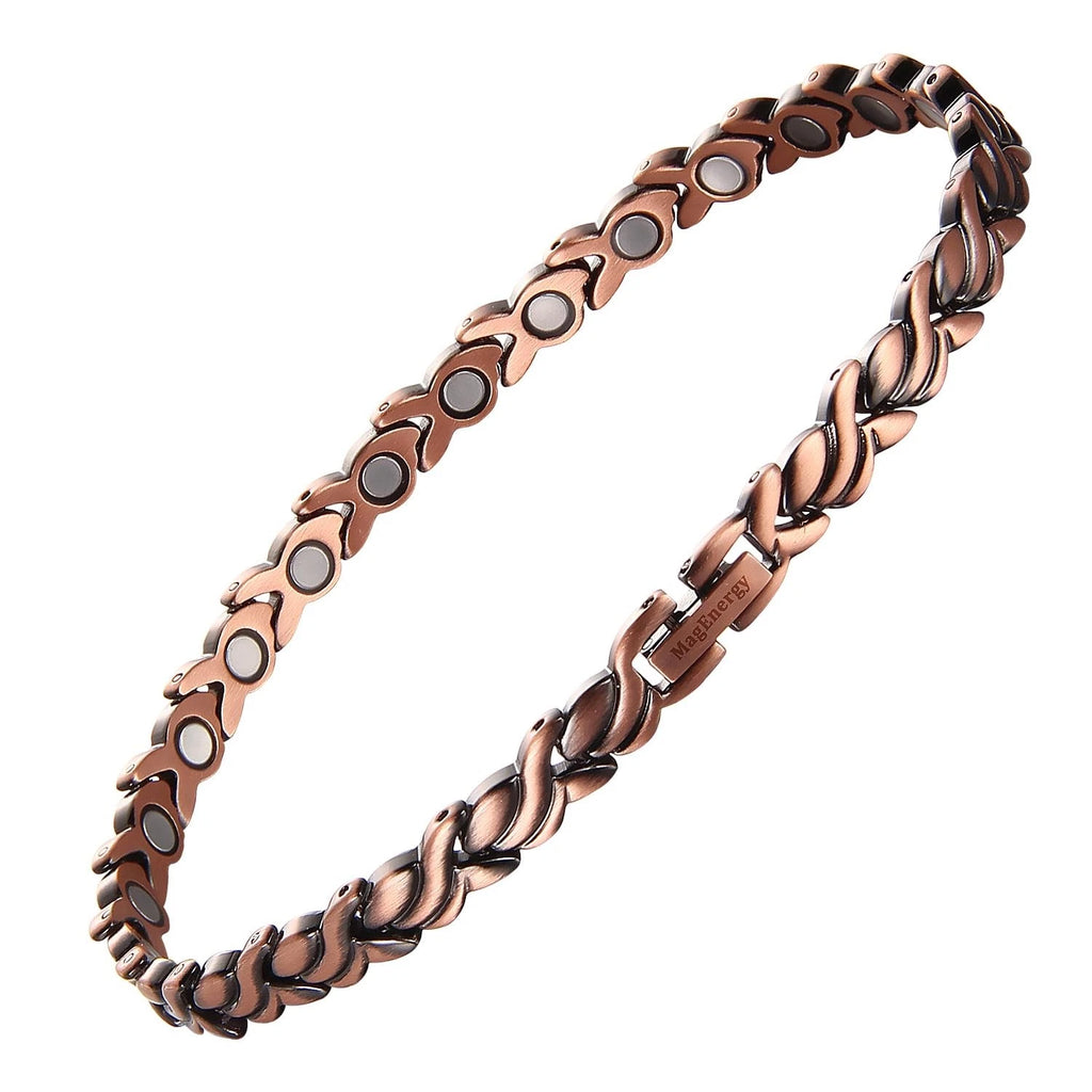 MagEnergy Copper Magnetic Anklet for Women – Christian Cross Ankle Bracelet with 35 Magnets