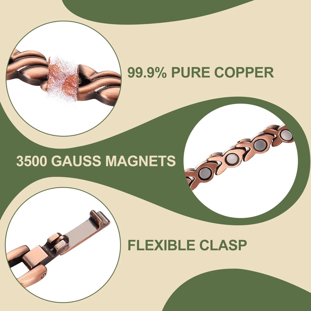 MagEnergy Copper Magnetic Anklet for Women – Christian Cross Ankle Bracelet with 35 Magnets