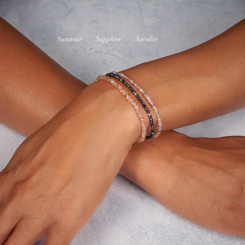 Minimalist Sapphire Bead Bracelet for Women – 2mm Blue Gemstone Jewellery