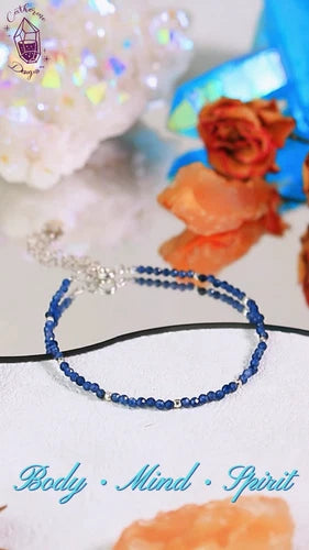 Minimalist Sapphire Bead Bracelet for Women – 2mm Blue Gemstone Jewellery