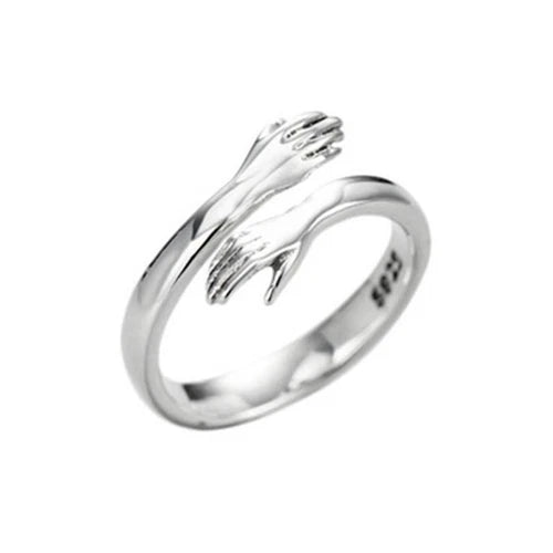 925 Sterling Silver Hug Ring for Women – Adjustable Couple Promise Ring Gift