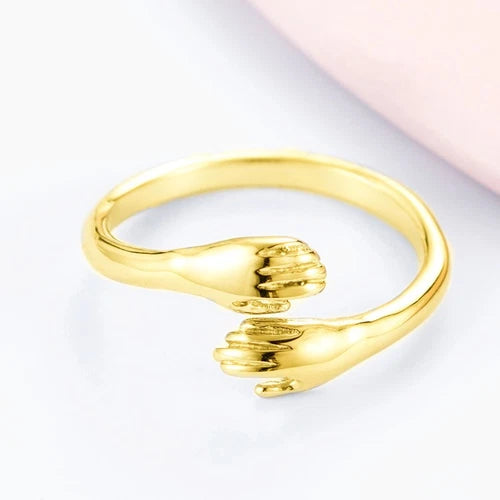 925 Sterling Silver Hug Ring for Women – Adjustable Couple Promise Ring Gift