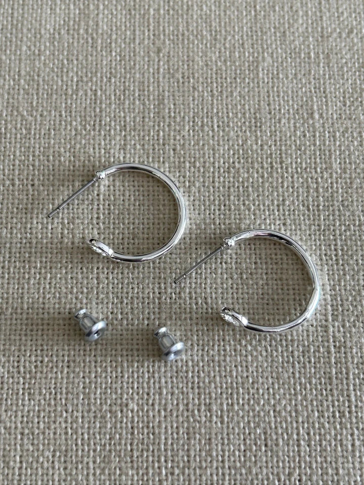 Origami Owl ER2001 Silver-Tone Customisable Hoop Earrings – New