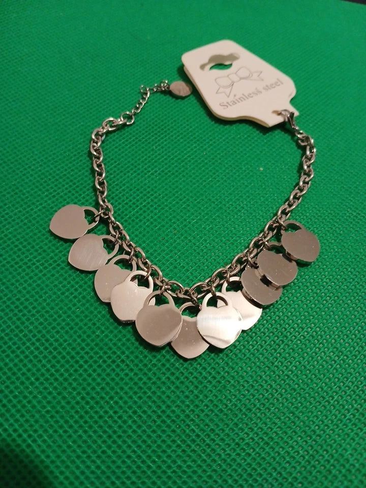 Silver Stainless Steel Multi-Charm Bracelet for Women – Adjustable Statement Jewellery