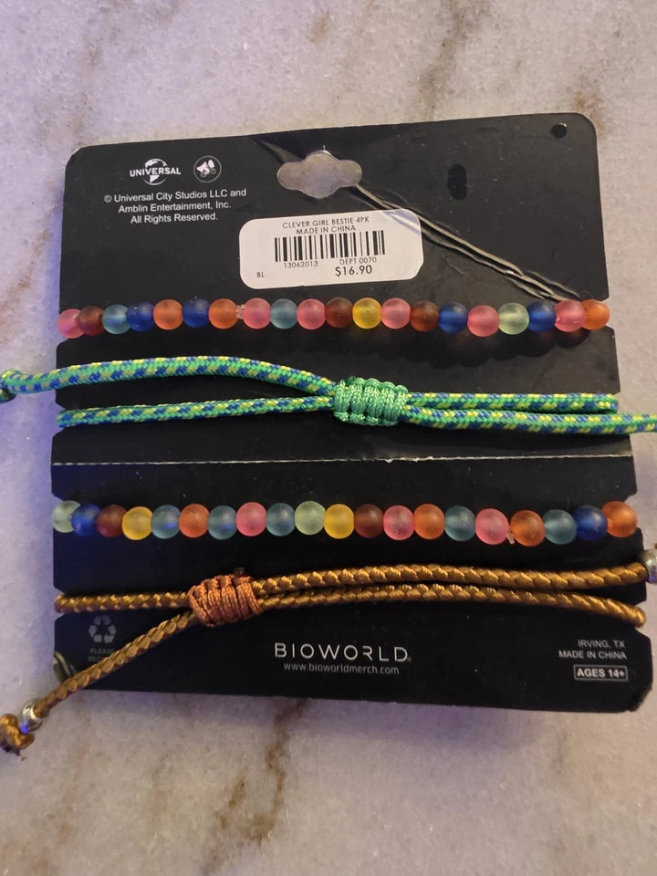 Jurassic World “Clever Girl” Bestie Bracelet Set – 4 Adjustable Friendship Bracelets