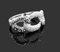 Silver-Tone CZ Infinity Hinged Bangle – Chunky Greek Key Statement Cuff