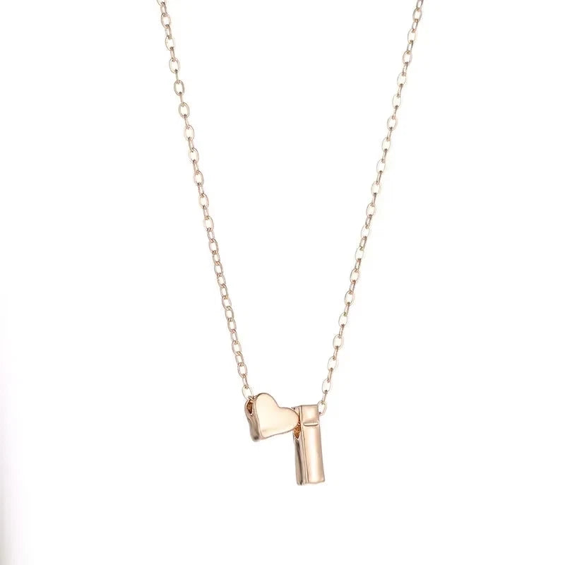 Personalised Tiny Heart Initial Necklace – Dainty Letter Choker in Gold or Silver