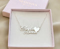 Personalised Double Name Necklace with Heart – 925 Sterling Silver
