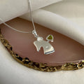 Sterling Silver Angel Necklace with Peridot CZ Birthstone – 14–32 Inch Chain