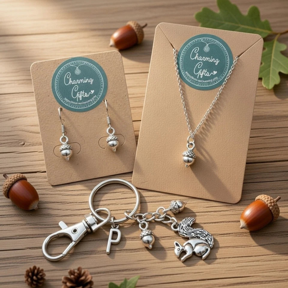 Silver-Tone Acorn Drop Earrings – Nature-Inspired Symbolic Gift for Her