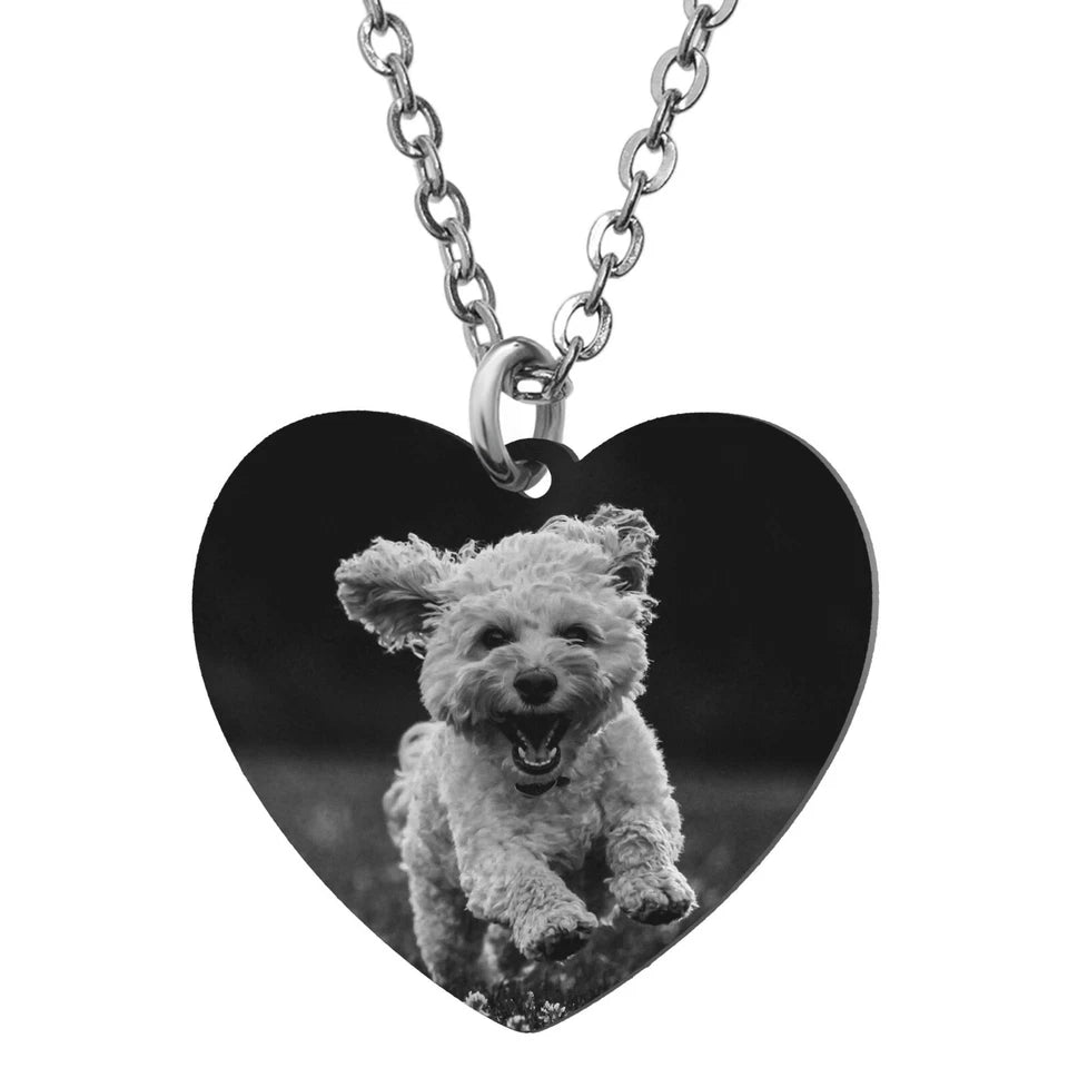 Personalised Heart Photo Necklace – Custom Message Engraved Pendant Gift