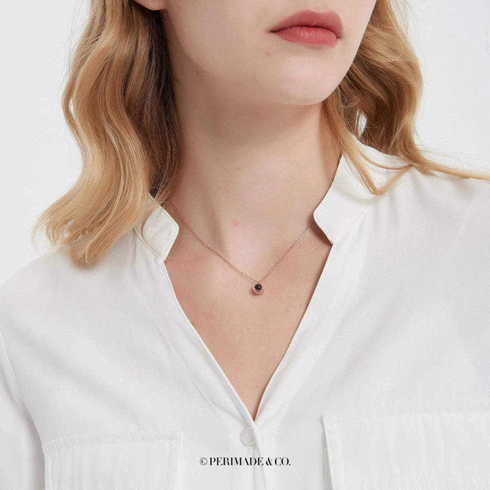 Personalised Photo Projection Necklace – 925 Sterling Silver Memorial Pendant